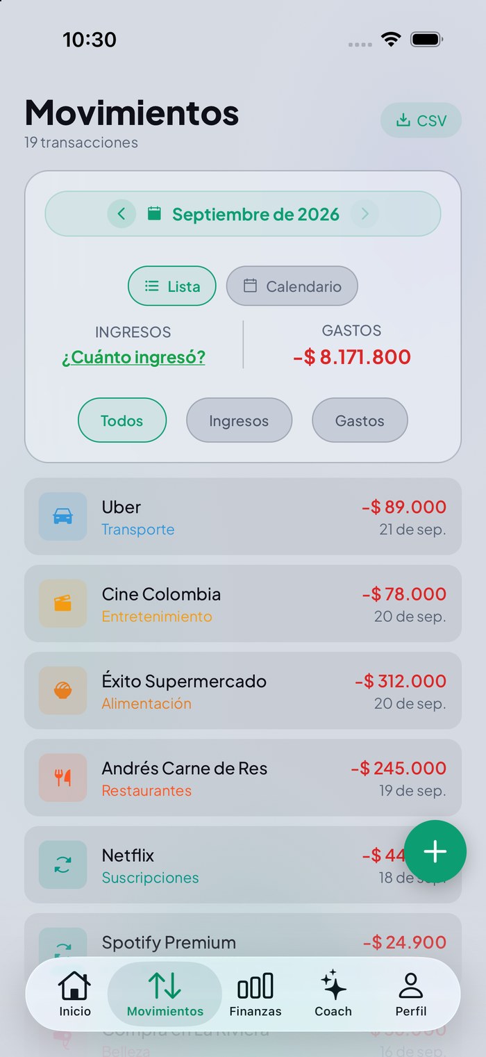 Movimientos de myLuks en lista